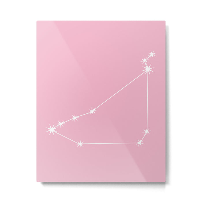 Capricorn Zodiac Star Constellation Line Art Soft Pink Metal Print Gallery Image 1