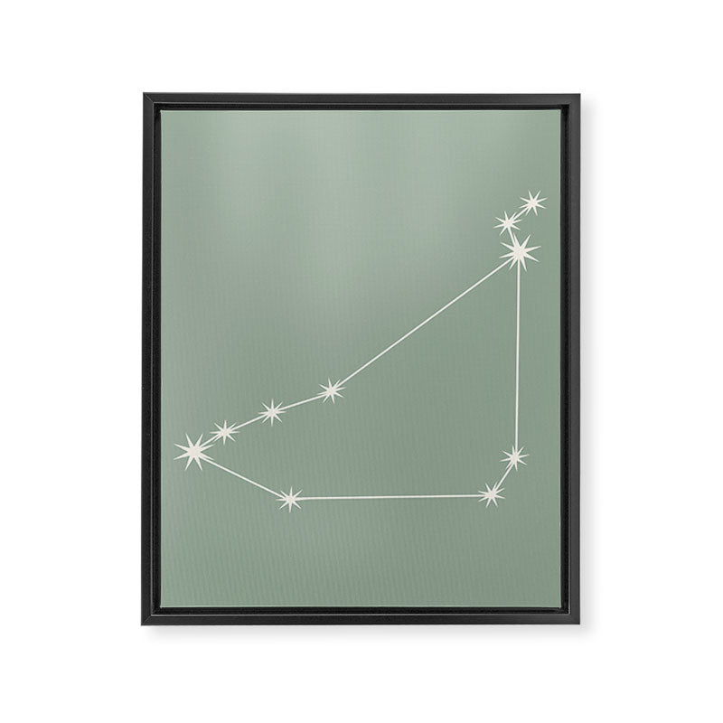 Capricorn Zodiac Star Constellation Line Art Soft Sage Framed Canvas Print Gallery Image 8