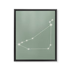Capricorn Zodiac Star Constellation Line Art Soft Sage Framed Canvas Print Gallery Image 8