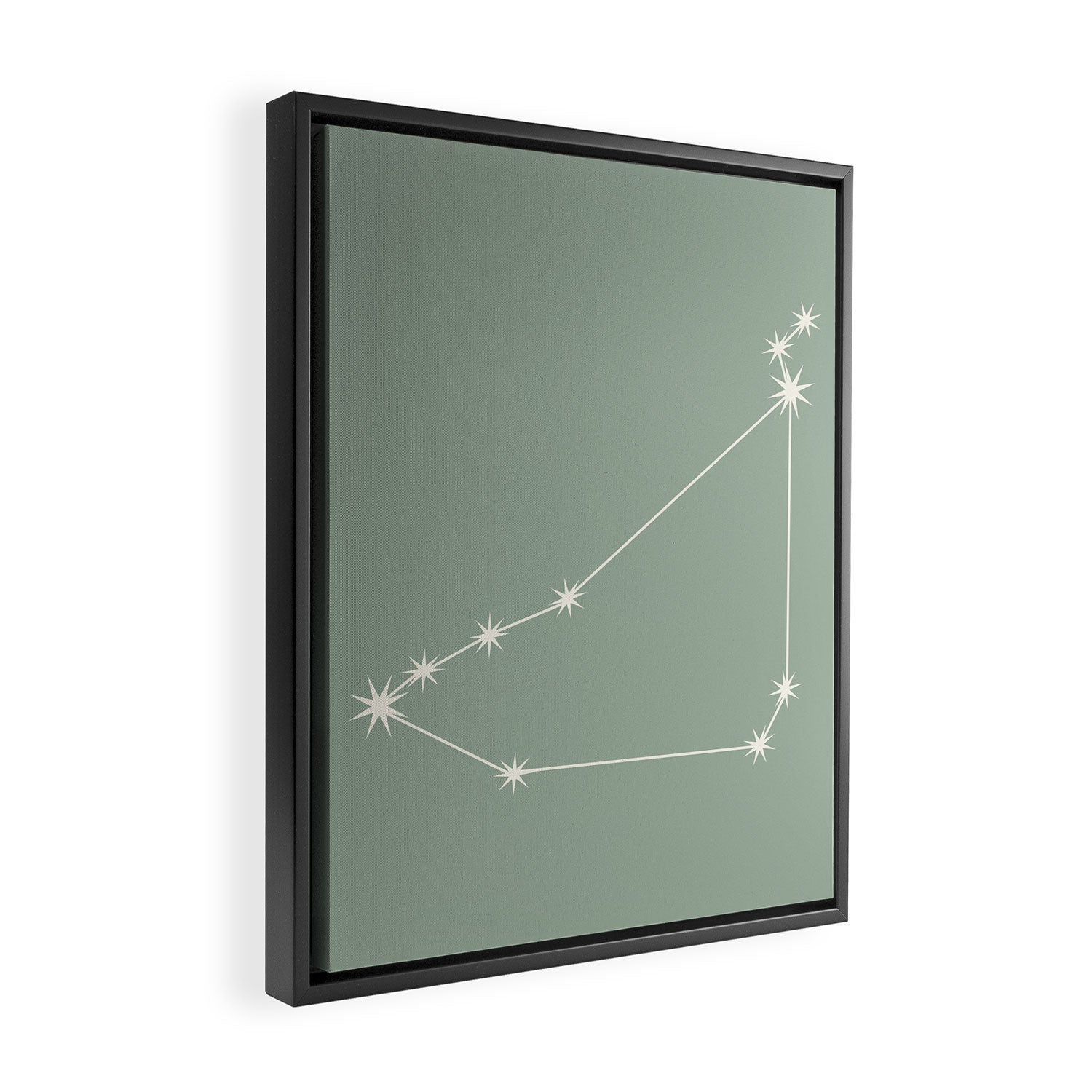 Capricorn Zodiac Star Constellation Line Art Soft Sage Framed Canvas Print Gallery Image 2