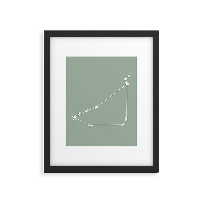 Capricorn Zodiac Star Constellation Line Art Soft Sage Framed Art Print Gallery Image 1