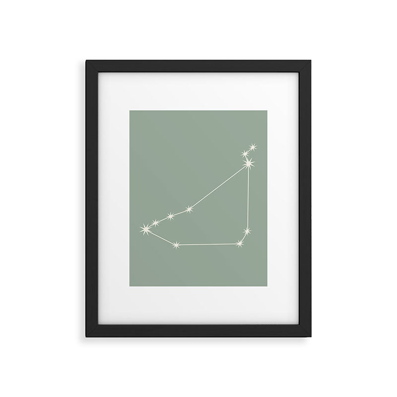 Capricorn Zodiac Star Constellation Line Art Soft Sage Framed Art Print Gallery Image 6