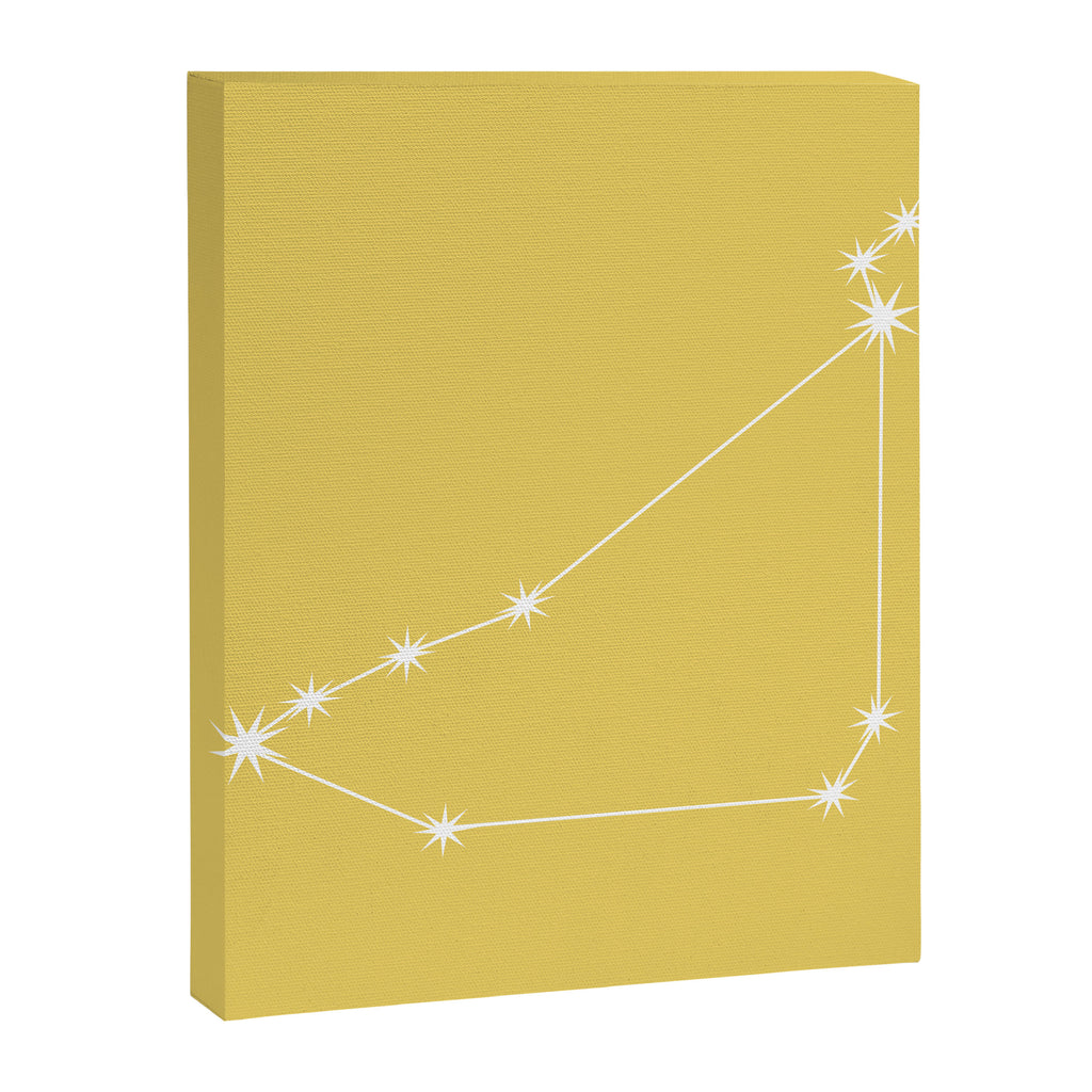 Capricorn Zodiac Star Constellation Line Art Soft Yellow Canvas Print Gallery Image 8