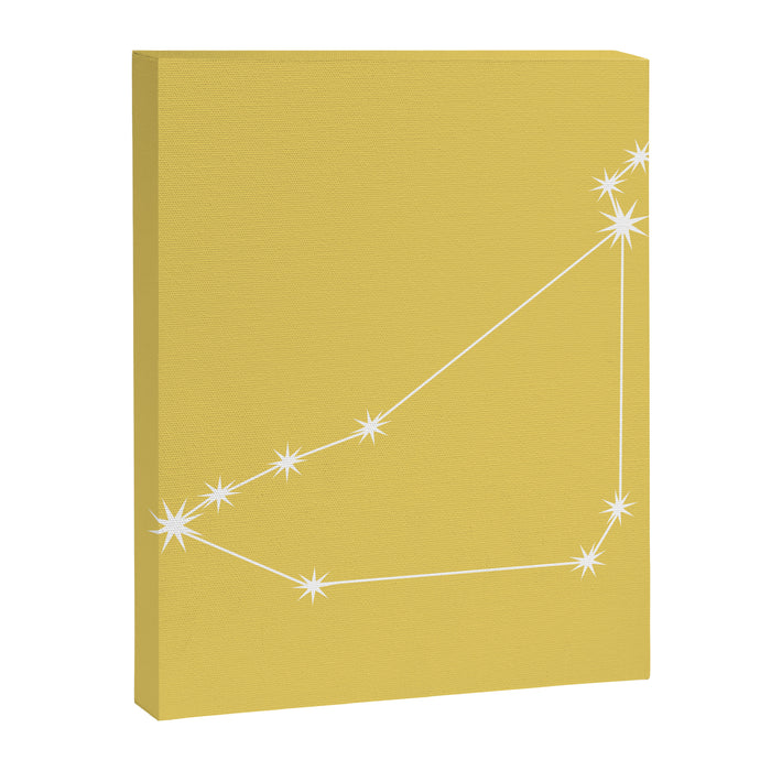 Capricorn Zodiac Star Constellation Line Art Soft Yellow Canvas Print Gallery Image 1