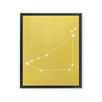 Capricorn Zodiac Star Constellation Line Art Soft Yellow Framed Canvas Print Gallery Image 8