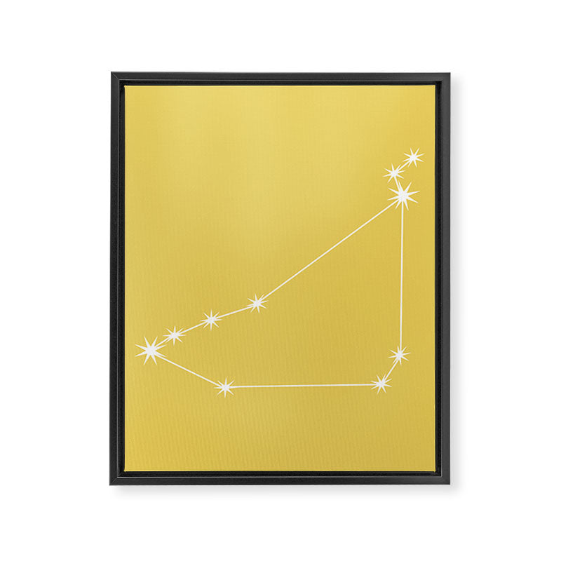 Capricorn Zodiac Star Constellation Line Art Soft Yellow Framed Canvas Print Gallery Image 8