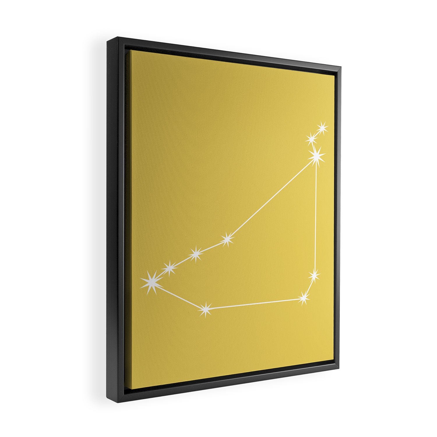 Capricorn Zodiac Star Constellation Line Art Soft Yellow Framed Canvas Print Gallery Image 2