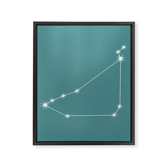 Capricorn Zodiac Star Constellation Line Art Teal Framed Canvas Print Gallery Image 1