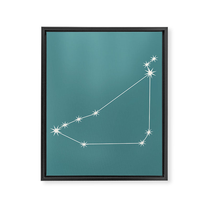 Capricorn Zodiac Star Constellation Line Art Teal Framed Canvas Print Gallery Image 8
