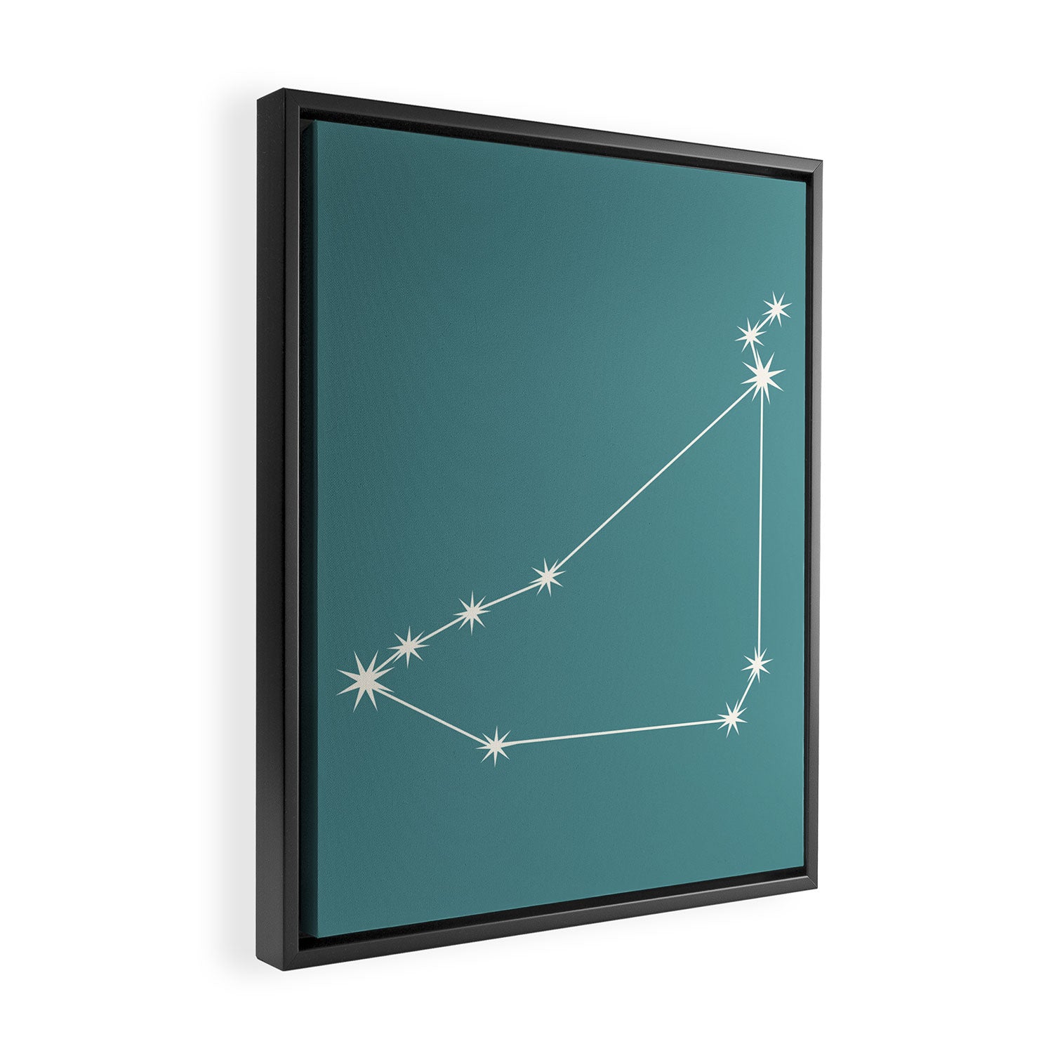 Capricorn Zodiac Star Constellation Line Art Teal Framed Canvas Print Gallery Image 2