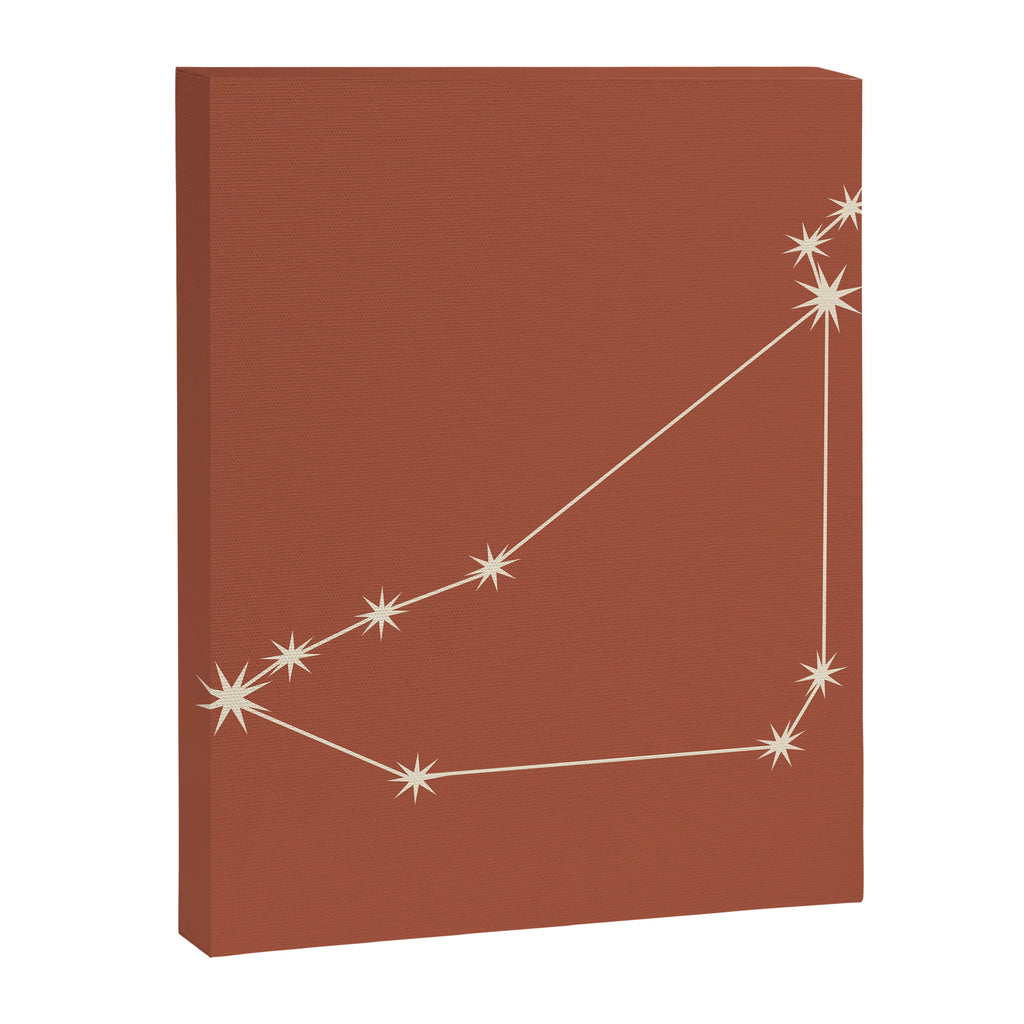 Capricorn Zodiac Star Constellation Line Art Terracotta Red Canvas Print Gallery Image 8