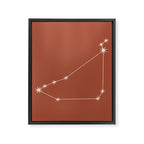 Capricorn Zodiac Star Constellation Line Art Terracotta Red Framed Canvas Print Gallery Image 8