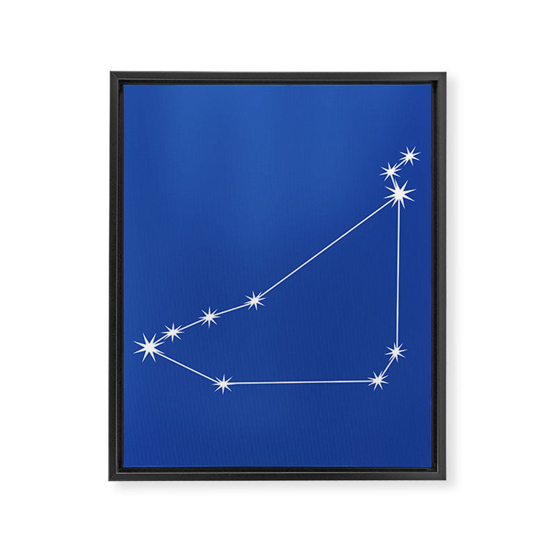 Capricorn Zodiac Star Constellation Line Art Vibrant Blue Framed Canvas Print Gallery Image 8