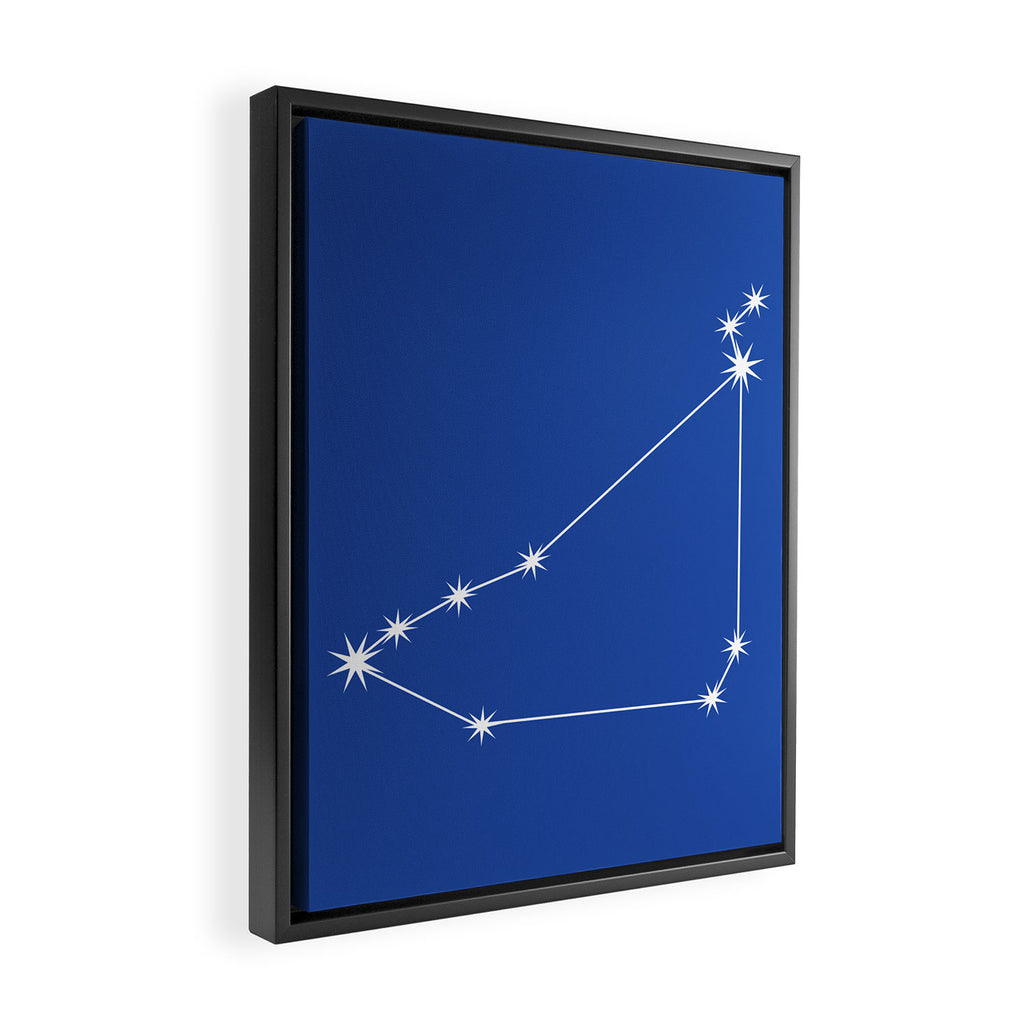 Capricorn Zodiac Star Constellation Line Art Vibrant Blue Framed Canvas Print Gallery Image 2