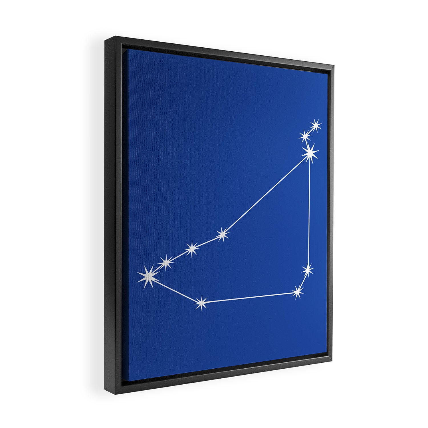 Capricorn Zodiac Star Constellation Line Art Vibrant Blue Framed Canvas Print Gallery Image 2