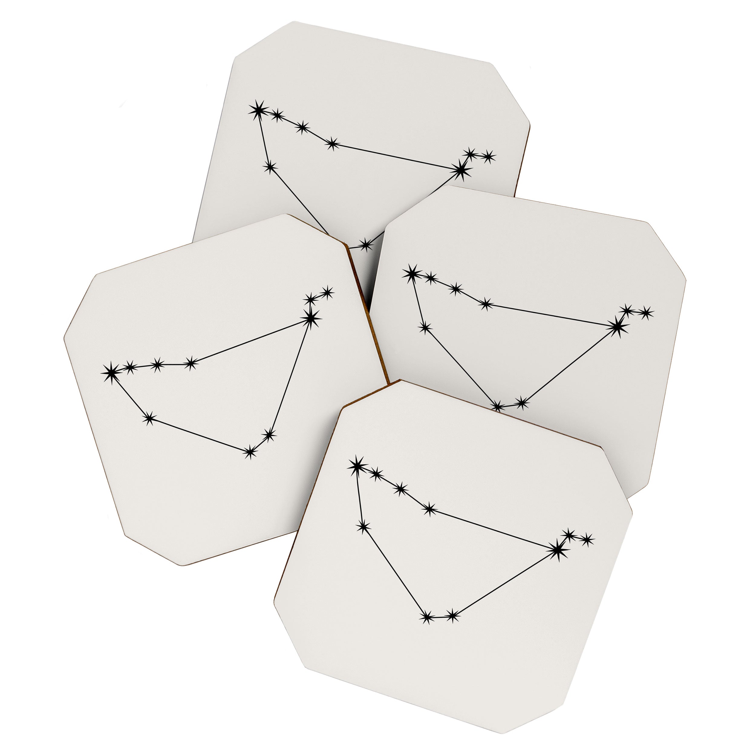 Capricorn Zodiac Star Constellation Line Art White Coaster Gallery Image 1