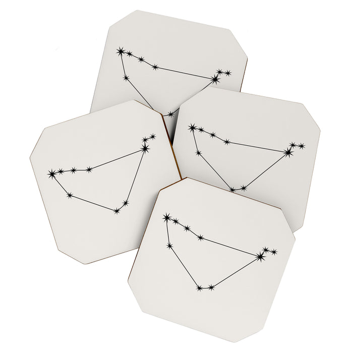 Capricorn Zodiac Star Constellation Line Art White Coaster Gallery Image 1