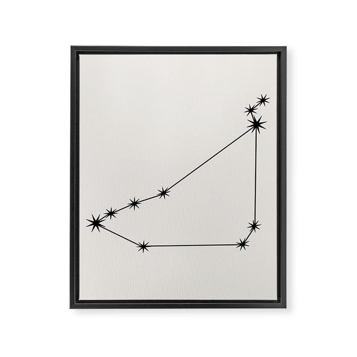 Capricorn Zodiac Star Constellation Line Art White Framed Canvas Print Gallery Image 1