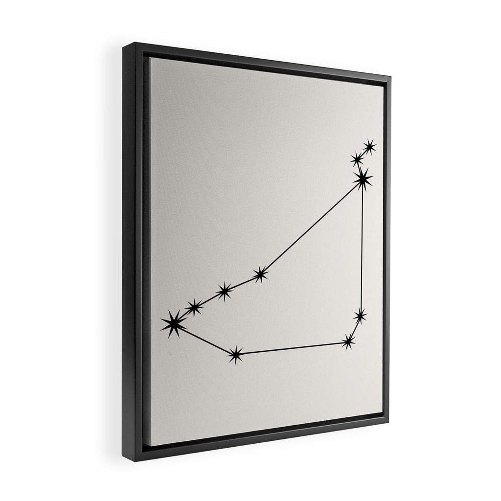 Capricorn Zodiac Star Constellation Line Art White Framed Canvas Print Gallery Image 2
