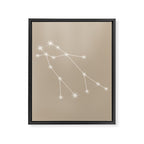Gemini Zodiac Star Constellation Line Art Beige Framed Canvas Print Gallery Image 8