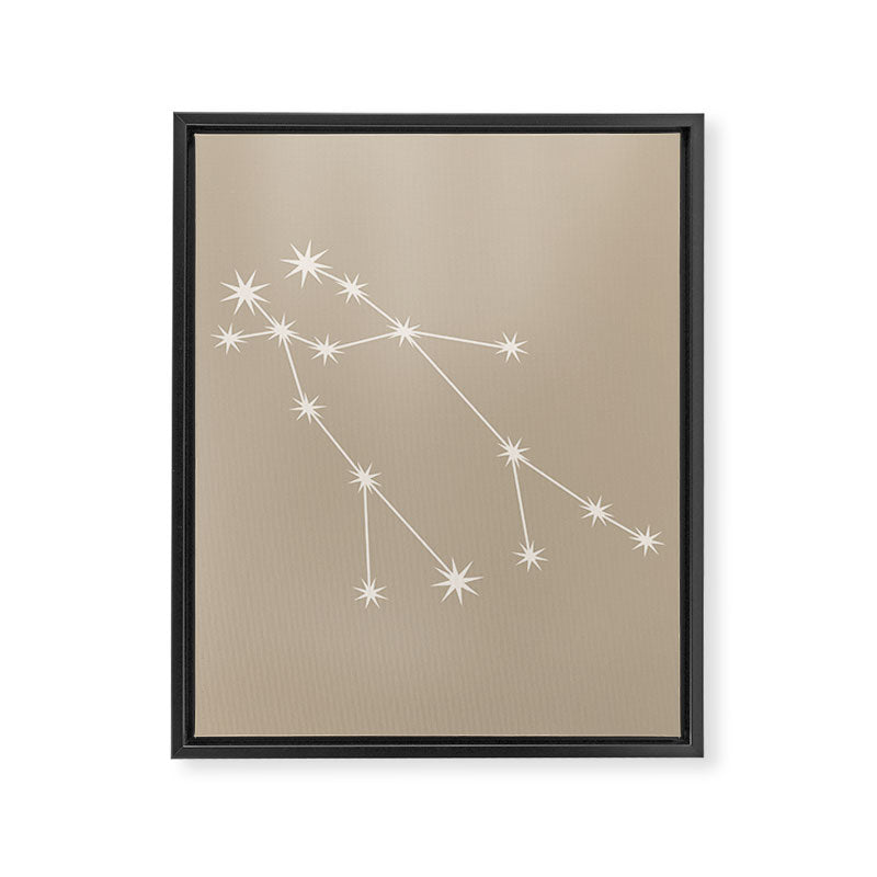 Gemini Zodiac Star Constellation Line Art Beige Framed Canvas Print Gallery Image 8