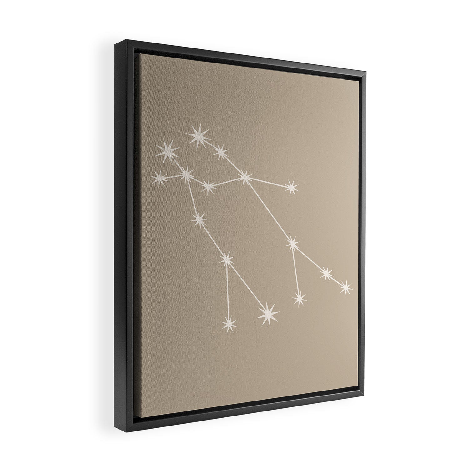 Gemini Zodiac Star Constellation Line Art Beige Framed Canvas Print Gallery Image 2
