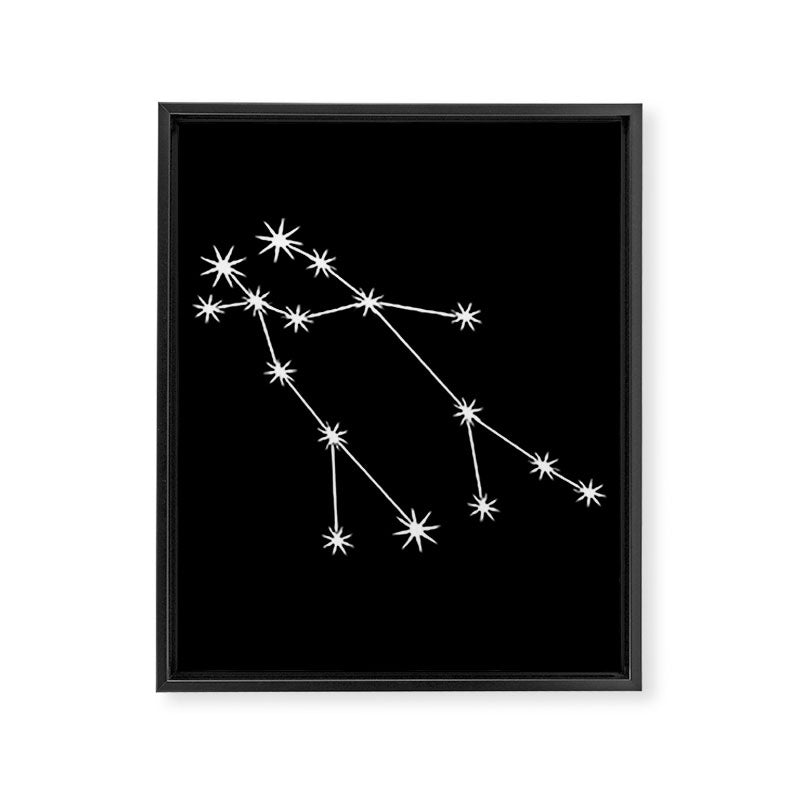 Gemini Zodiac Star Constellation Line Art Black Framed Canvas Print Gallery Image 8