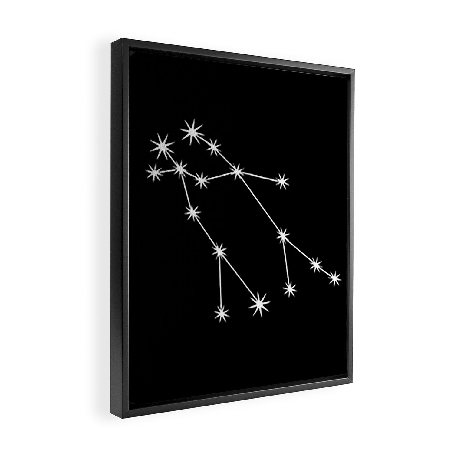 Gemini Zodiac Star Constellation Line Art Black Framed Canvas Print Gallery Image 2