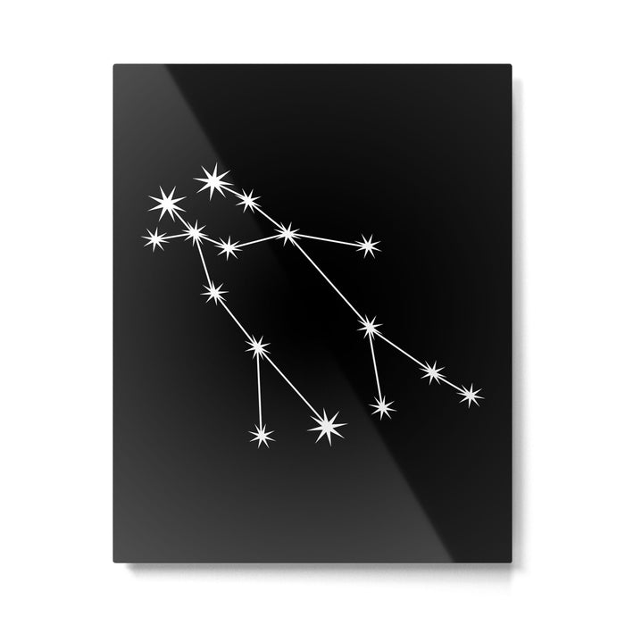 Gemini Zodiac Star Constellation Line Art Black Metal Print Gallery Image 1