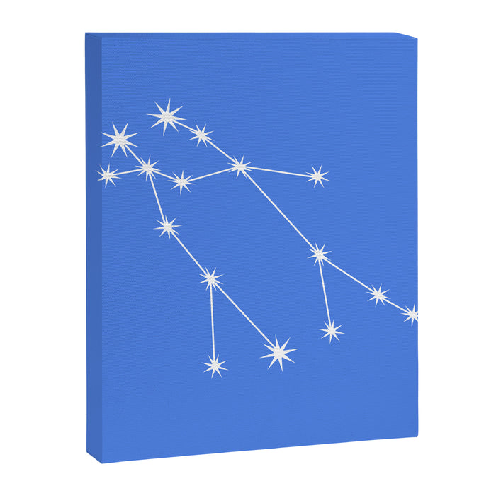 Gemini Zodiac Star Constellation Line Art Bright Blue Canvas Print Gallery Image 1