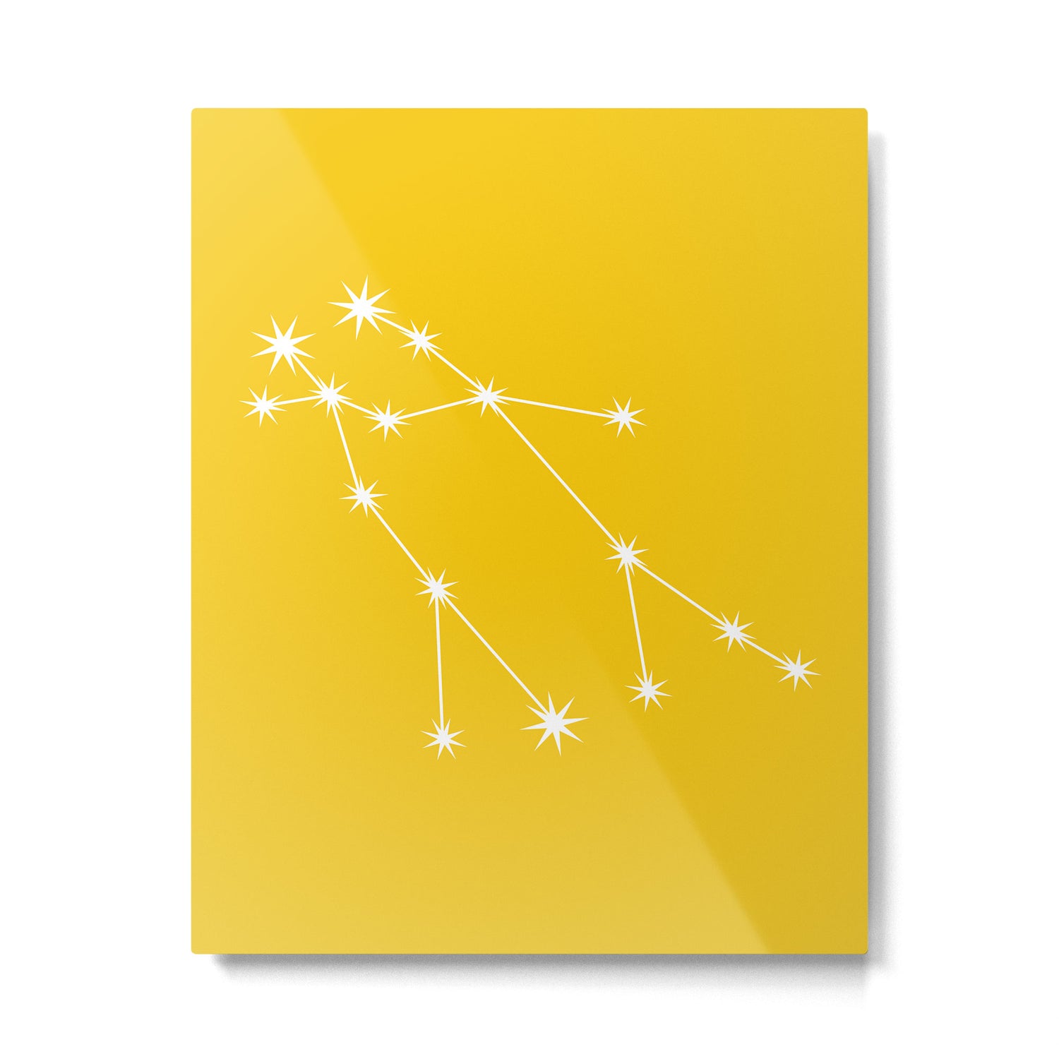 Gemini Zodiac Star Constellation Line Art Bright Yellow Metal Print Gallery Image 6