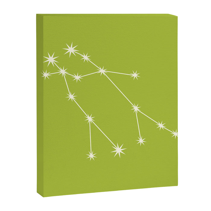 Gemini Zodiac Star Constellation Line Art Chartreuse Green Canvas Print Gallery Image 1