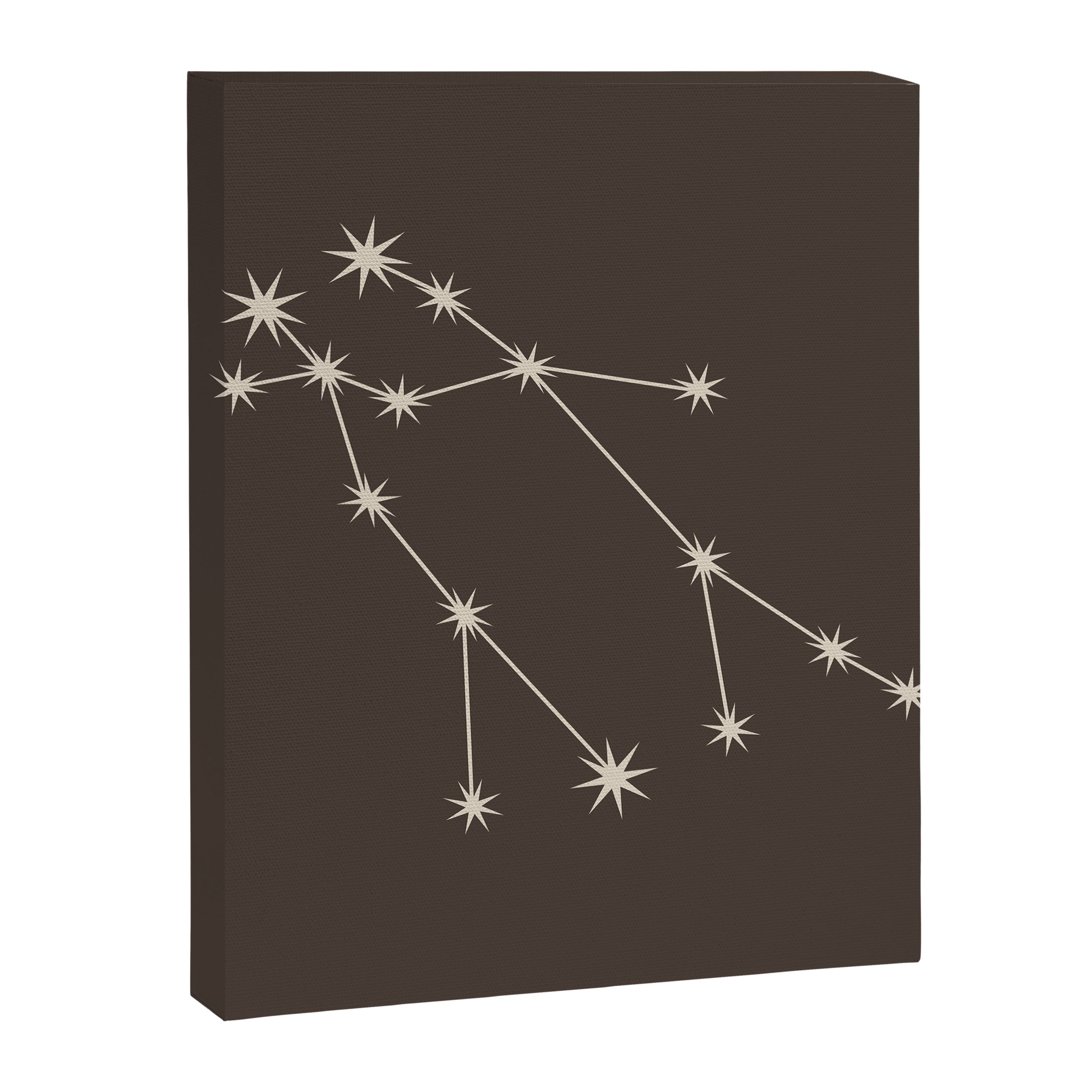 Gemini Zodiac Star Constellation Line Art Coffee Brown Canvas Print Gallery Image 8