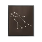 Gemini Zodiac Star Constellation Line Art Coffee Brown Framed Canvas Print Gallery Image 8