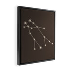 Gemini Zodiac Star Constellation Line Art Coffee Brown Framed Canvas Print Gallery Image 2