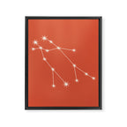 Gemini Zodiac Star Constellation Line Art Coral Red Framed Canvas Print Gallery Image 8
