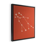 Gemini Zodiac Star Constellation Line Art Coral Red Framed Canvas Print Gallery Image 2