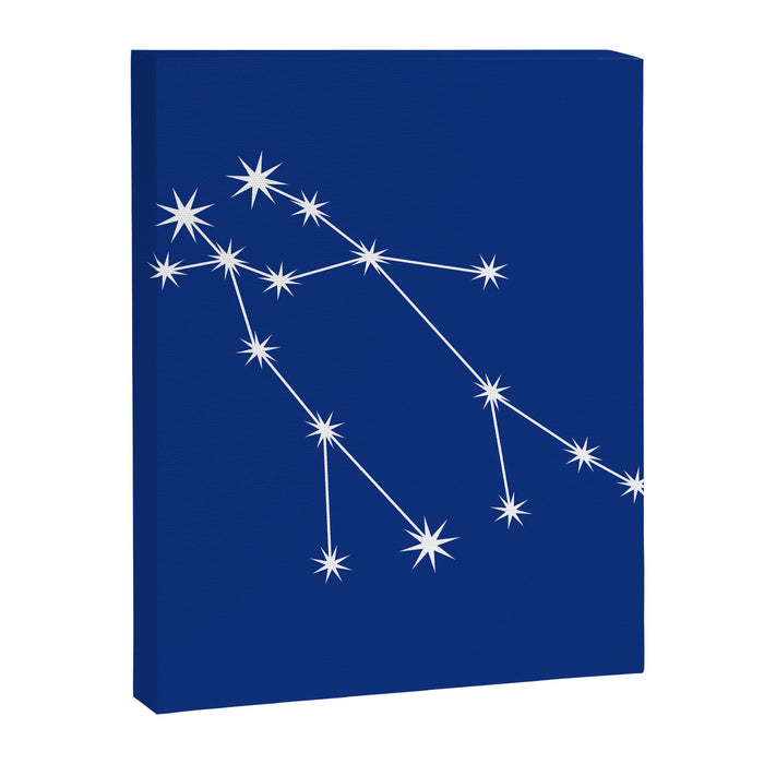 Gemini Zodiac Star Constellation Line Art Dark Blue Canvas Print Gallery Image 1