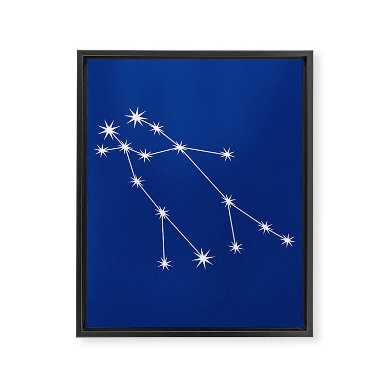 Gemini Zodiac Star Constellation Line Art Dark Blue Framed Canvas Print Gallery Image 8