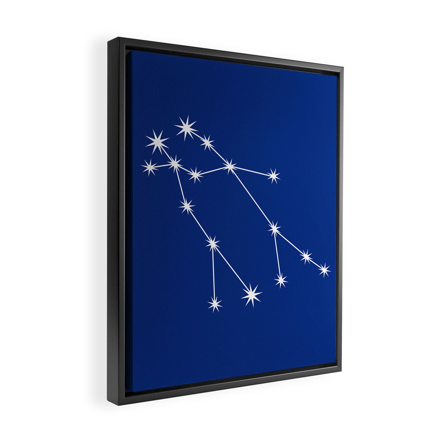 Gemini Zodiac Star Constellation Line Art Dark Blue Framed Canvas Print Gallery Image 2