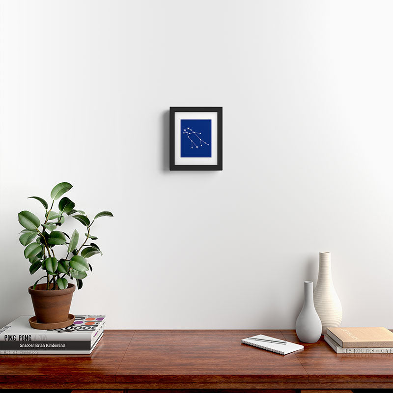 Gemini Zodiac Star Constellation Line Art Dark Blue Framed Art Print Gallery Image 2
