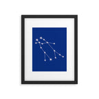 Gemini Zodiac Star Constellation Line Art Dark Blue Framed Art Print Gallery Image 6