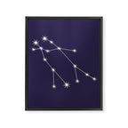 Gemini Zodiac Star Constellation Line Art Dark Purple Framed Canvas Print Gallery Image 8