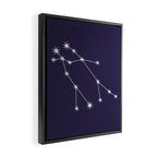 Gemini Zodiac Star Constellation Line Art Dark Purple Framed Canvas Print Gallery Image 2