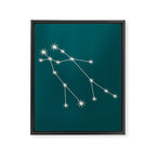 Gemini Zodiac Star Constellation Line Art Deep Teal Framed Canvas Print Gallery Image 8
