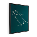 Gemini Zodiac Star Constellation Line Art Deep Teal Framed Canvas Print Gallery Image 2