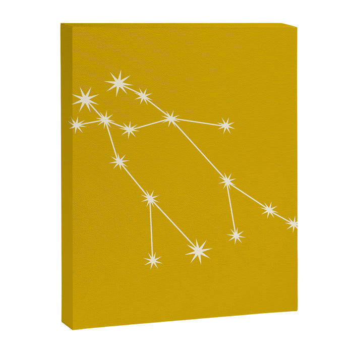 Gemini Zodiac Star Constellation Line Art Golden Yellow Canvas Print Gallery Image 1
