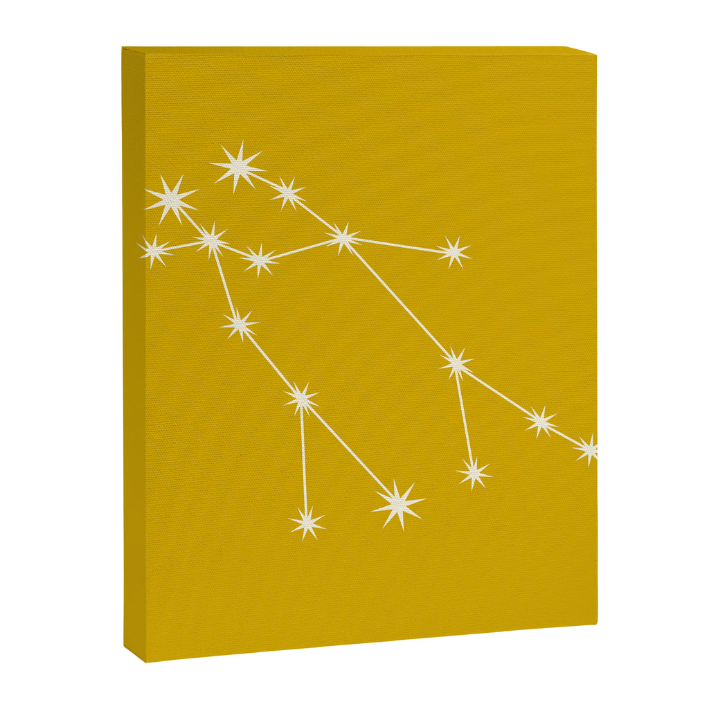 Gemini Zodiac Star Constellation Line Art Golden Yellow Canvas Print Gallery Image 8