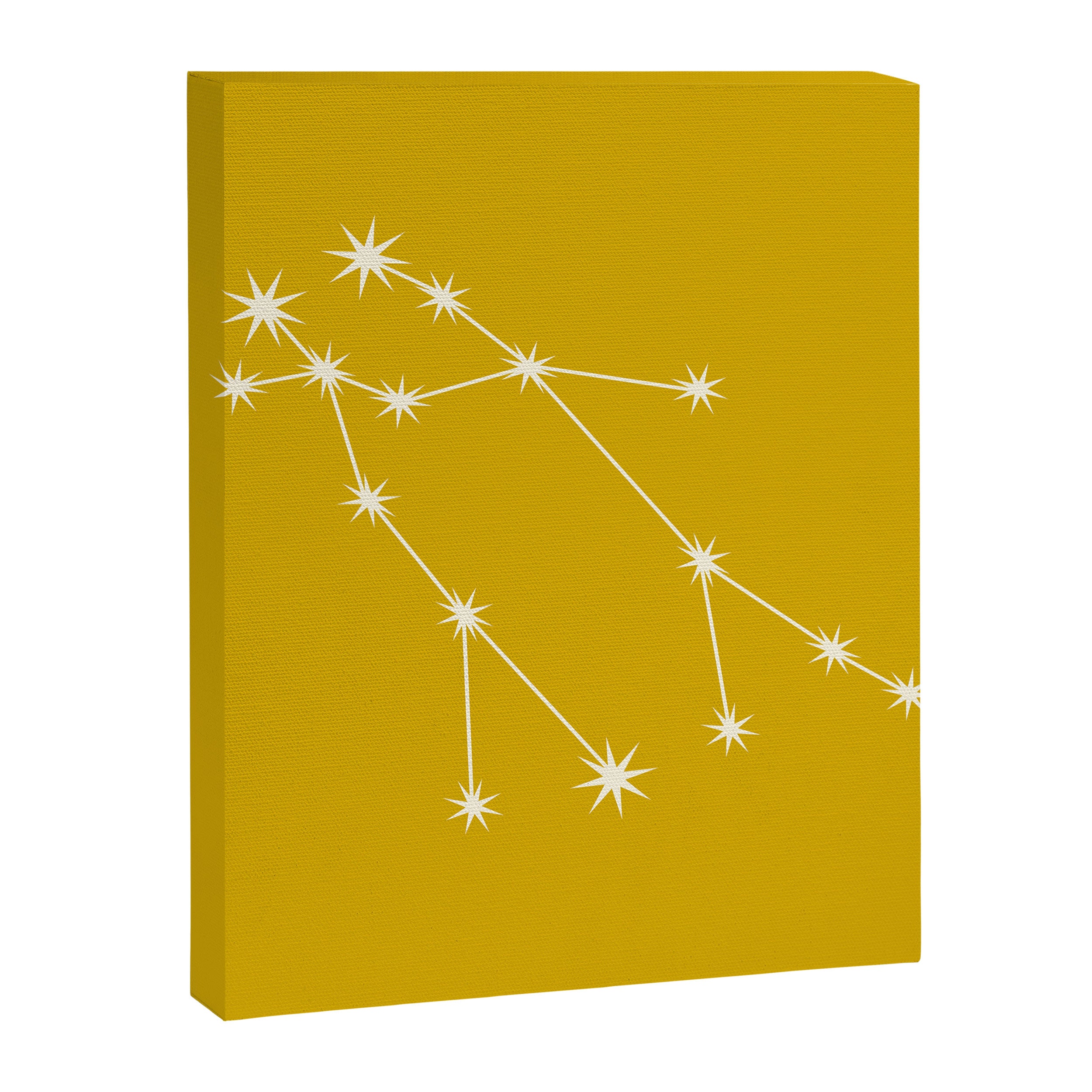 Gemini Zodiac Star Constellation Line Art Golden Yellow Canvas Print Gallery Image 8
