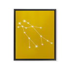 Gemini Zodiac Star Constellation Line Art Golden Yellow Framed Canvas Print Gallery Image 8